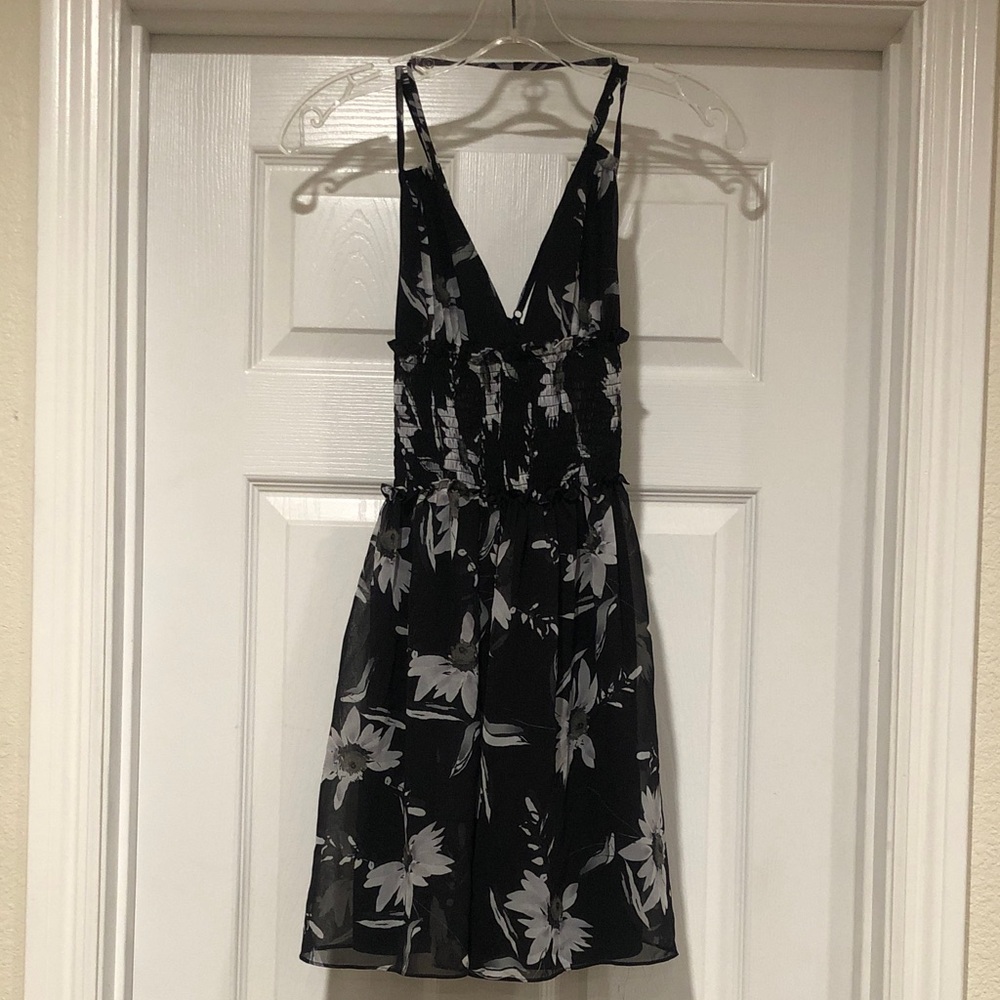 Bebe Black Floral Halter Dress
